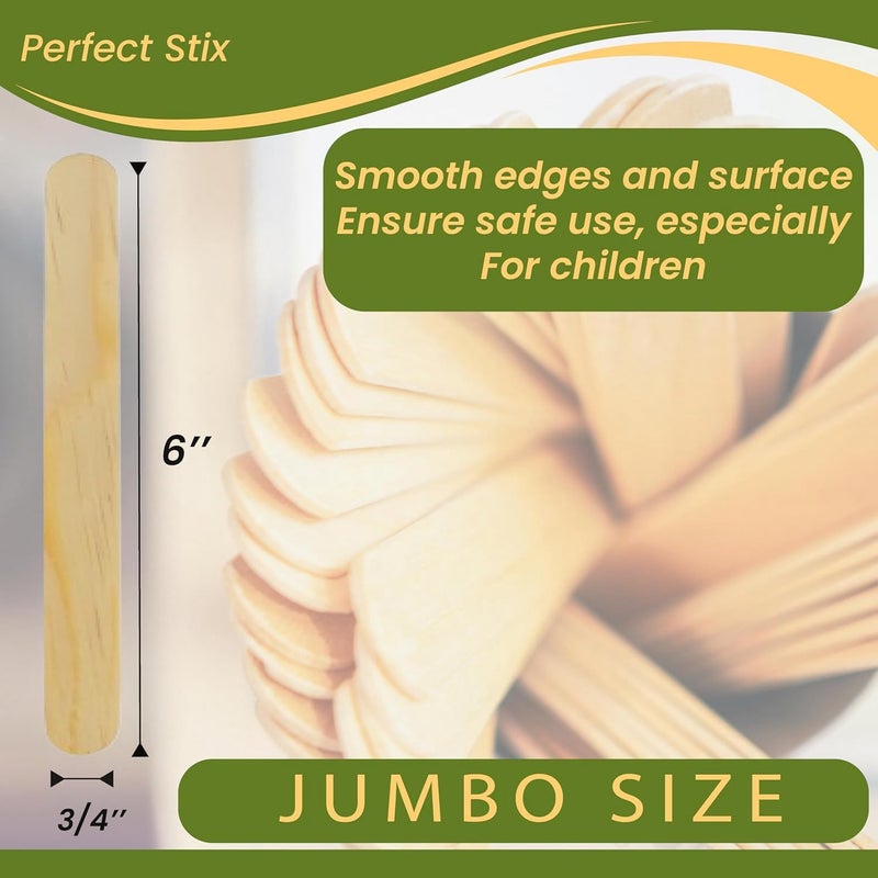Perfect Stix Wooden Poplar Wood Craft Sticks. Jumbo Size, 6 x 3/4, Wood, Natural Poplar Wood, 1000Ct. Multipurpose Craft, Popsicles, Waxing, Crafts and School Supplies. - Image 2
